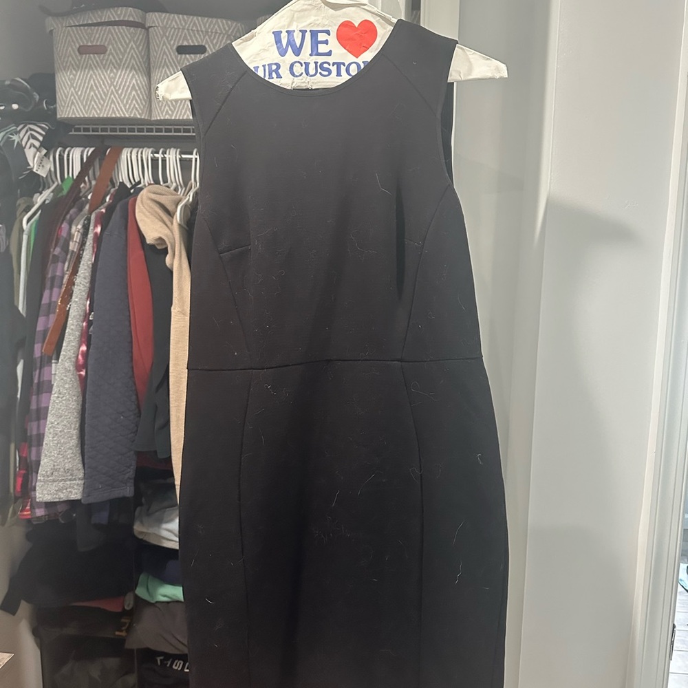 LOFT Black Sleeveless Midi Shift Dress